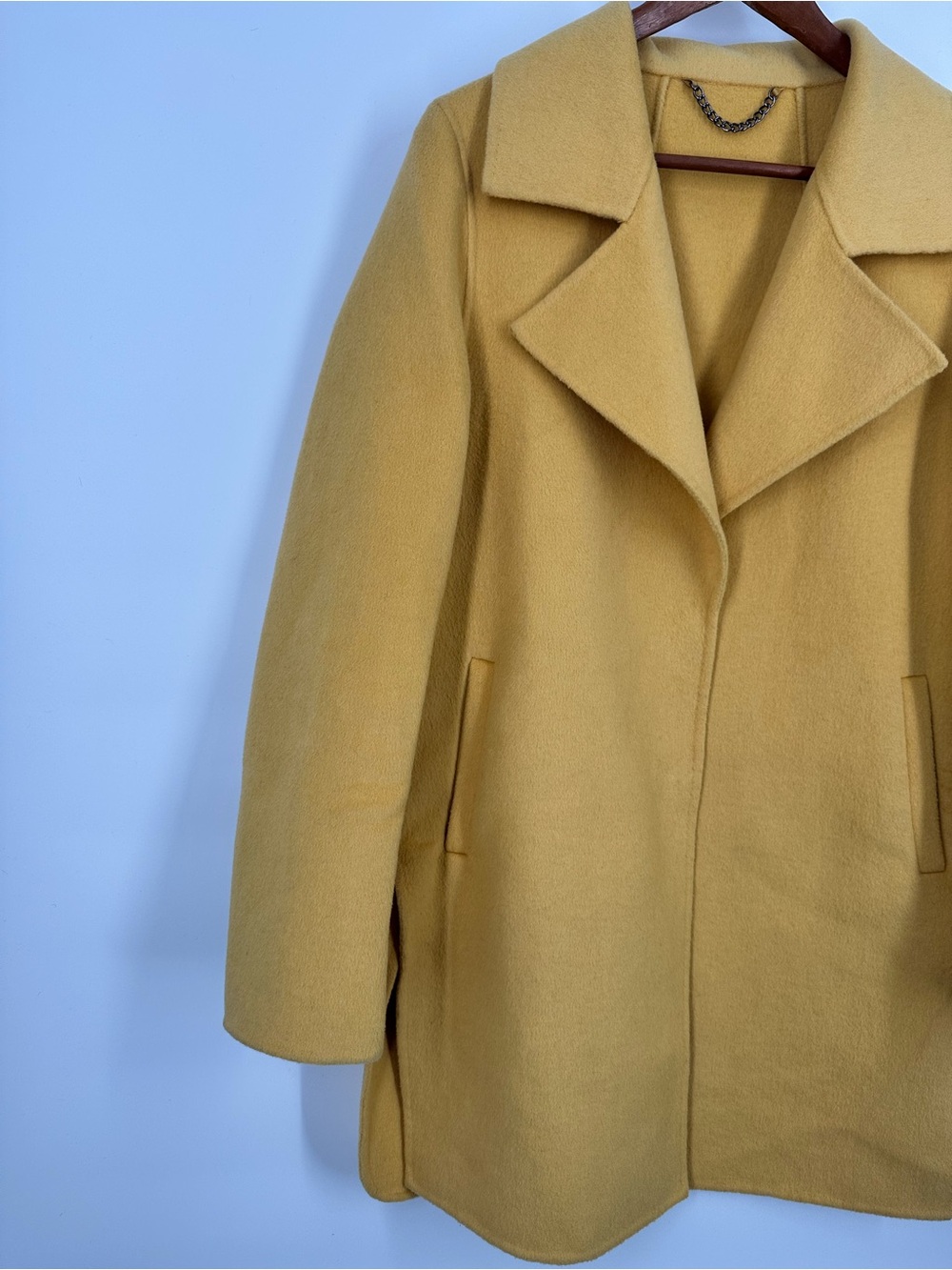 Belle & Bloom Wool Blend Peacock Oversized Mustard Yellow Coat Jacket - Picture 3 of 16